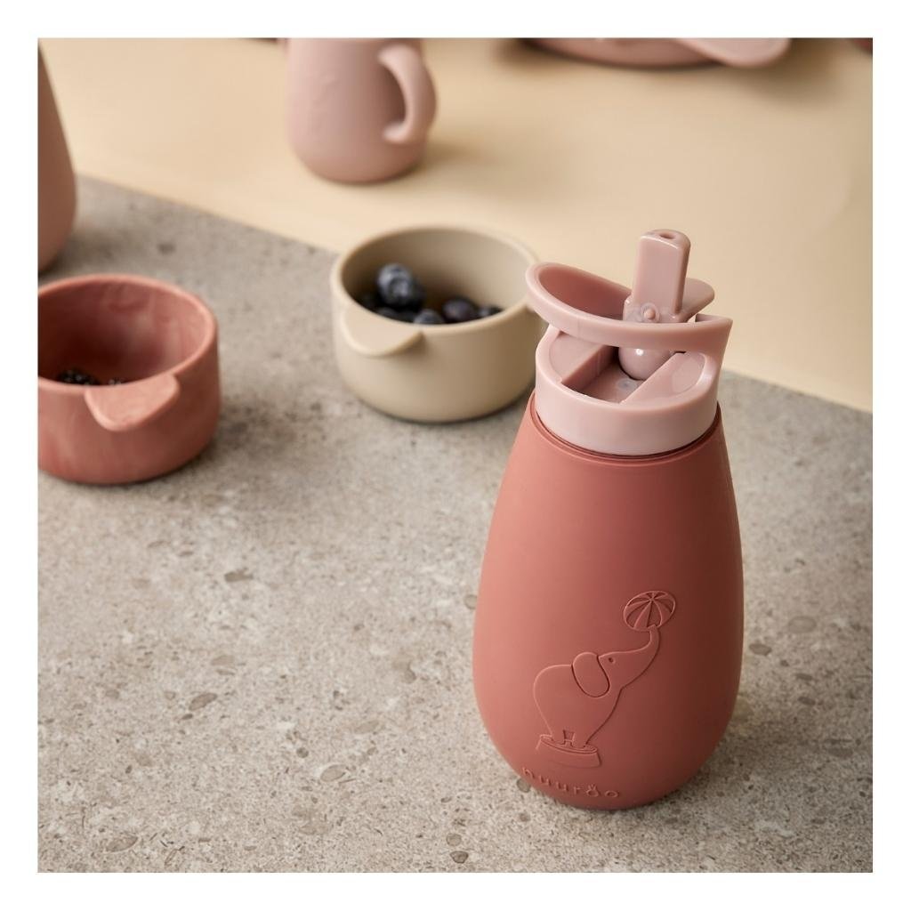 Siliconen drinkfles met drinktuit Mahonie 350ml