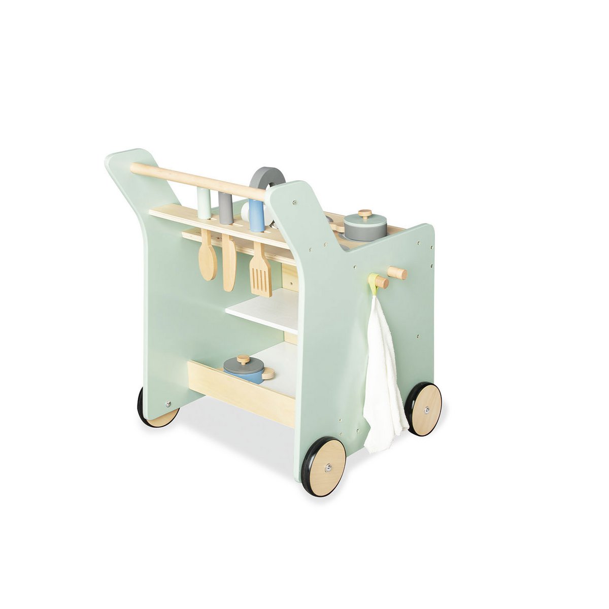 Houten kinderkeuken op wieltjes