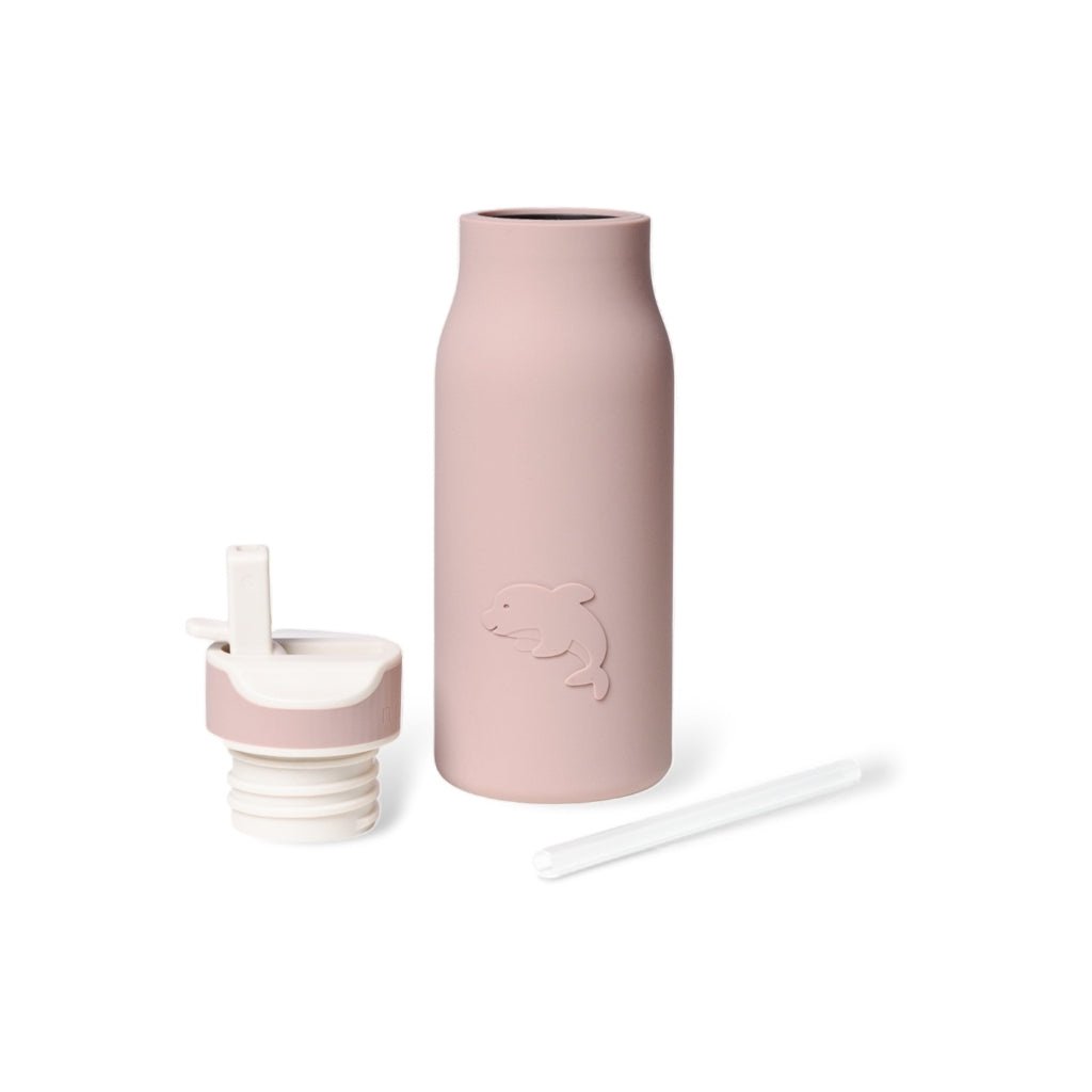 Siliconen drinkfles dolfijn Woodrose 400 ml