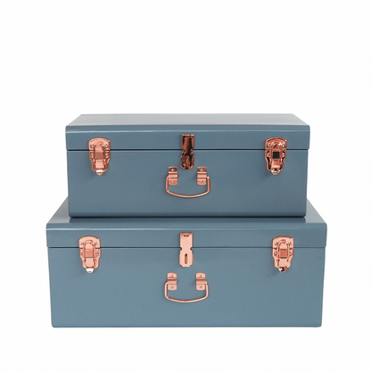 Opbergkoffer Blue set van 2