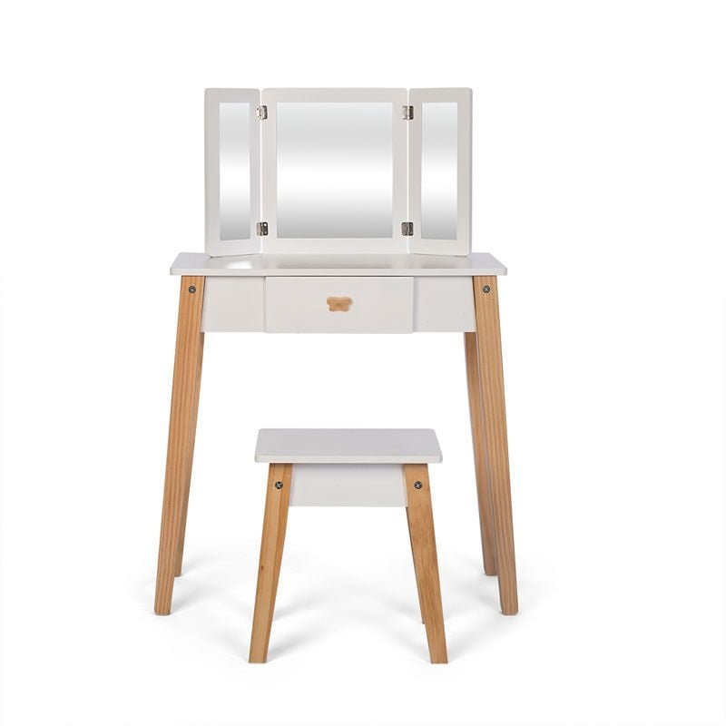 Houten beautytafel met krukje
