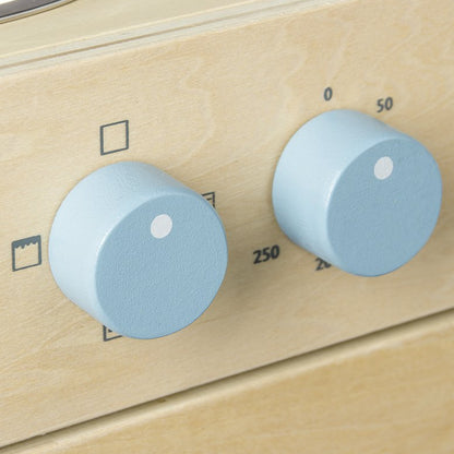 Houten kinderkeuken op wieltjes