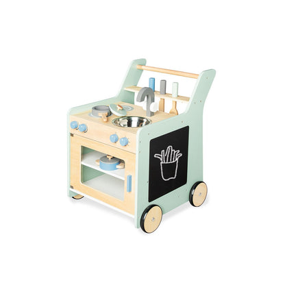 Houten kinderkeuken op wieltjes